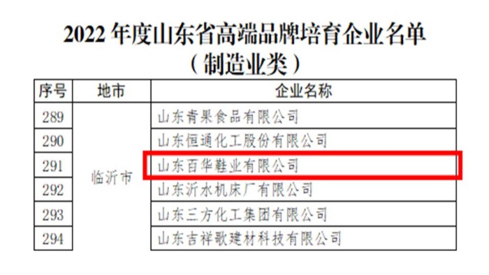 喜报|完美官网首页入口鞋业成功入选2022年度山东省高端品牌培育企业名单